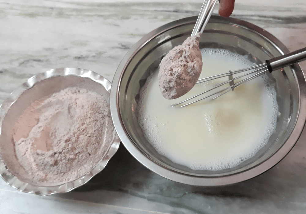 Add dry ingredients in milk