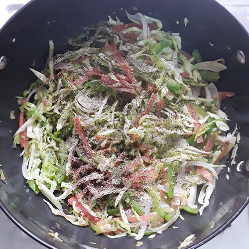 Add Salt And Black Pepper Powder - Veg Spring Roll Recipe